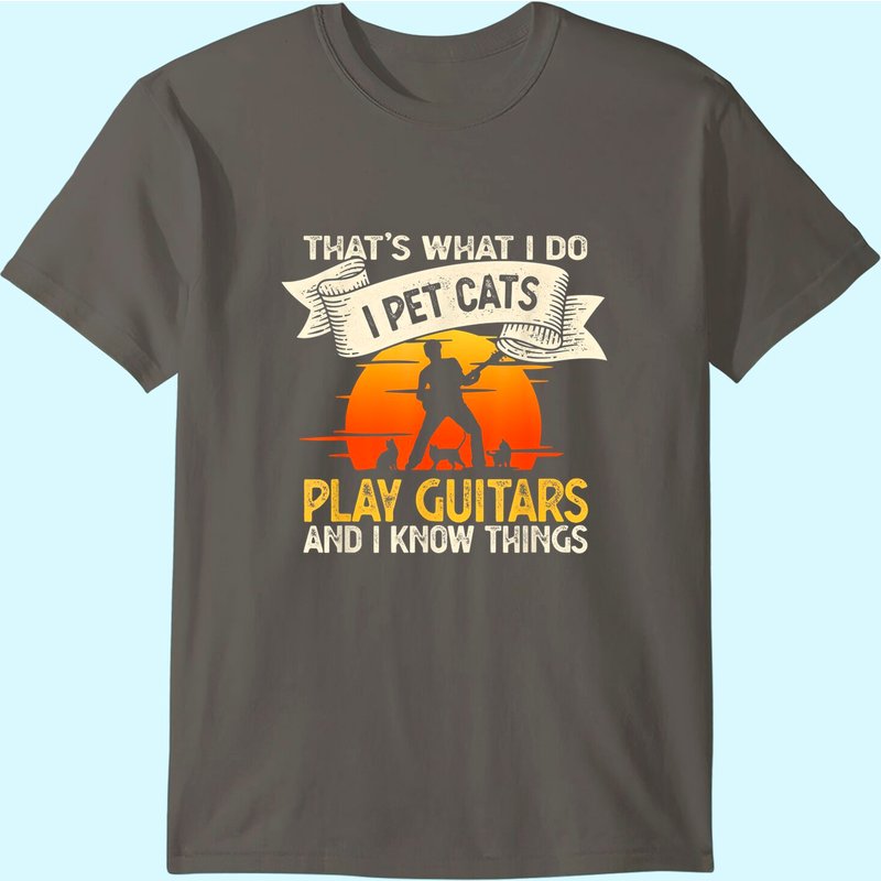That's What I Do I Pet Cats Guitar T-Shirt for Men — Mens T Shirts