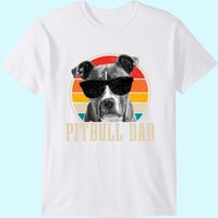 T-shirt Vintage Propriétaire de Lunettes de Soleil Pitbull Dad — T-shirts pour hommes