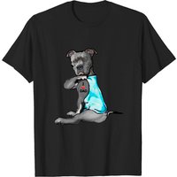 T-shirt Pitbull I Love Dad Tattoo pour hommes — T-shirts pour hommes
