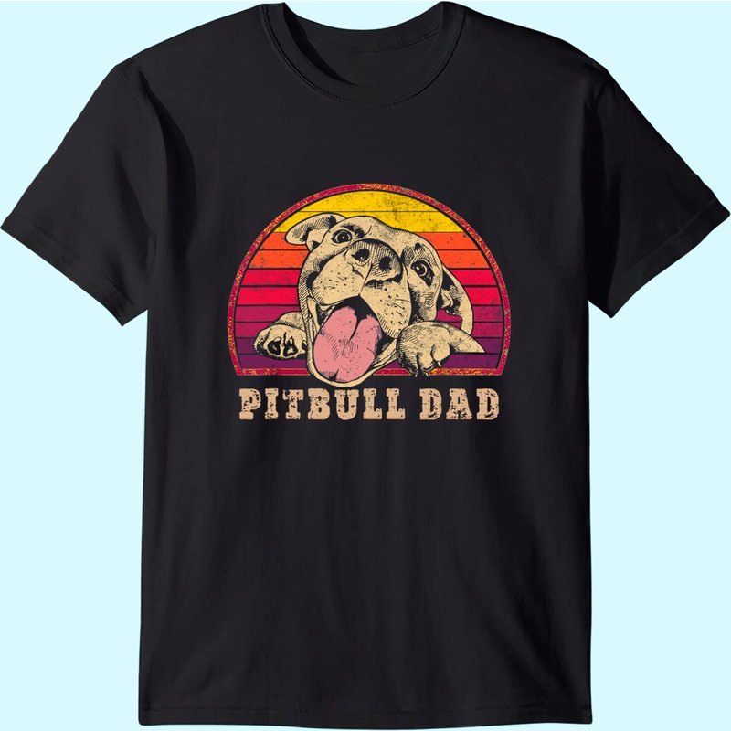 T-Shirt Vintage Sourire Pitbull Dad pour Hommes — T-shirts pour hommes