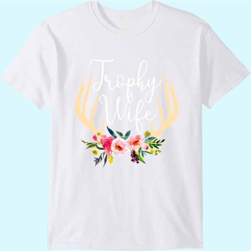 T-Shirt Trophy Wife Antlers Flowers Hunters pour Hommes — T-shirts pour hommes