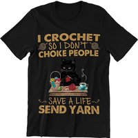 Black Cat I Crochet So I Don't Choke People T-Shirt for Men