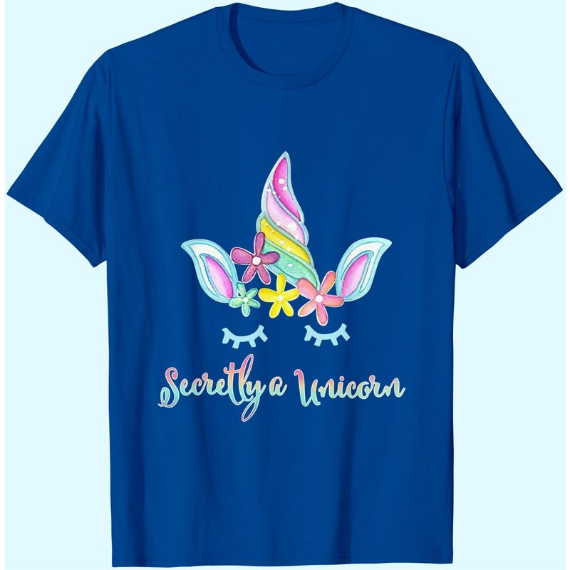 T-shirt pour hommes Secretly A Unicorn Flowers And Horn