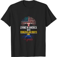 T-shirt America Vénézuélien Vivant en Amérique avec Racines Vénézuéliennes — T-shirts pour hommes