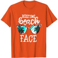 Resting Beach Face T-Shirt for Men with Leopard Sunglasses Graphic