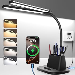 Lampe de bureau LED avec 5 modes de couleur et col de cygne ajustable — Lampe de bureau menée