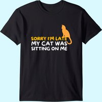 Désolé d'être en retard, mon chat était assis sur moi T-shirt pour hommes — T-shirts pour hommes