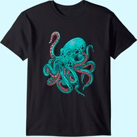 T-shirt Kraken Octopus pour hommes en noir