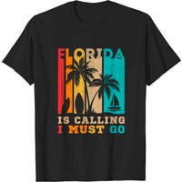 T-shirt pour homme Vintage Summer Beach Sun Florida Is Calling — T-shirts pour hommes