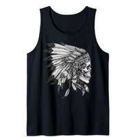 American Motorcycle Skull Native Indian Eagle Chief Tank Top