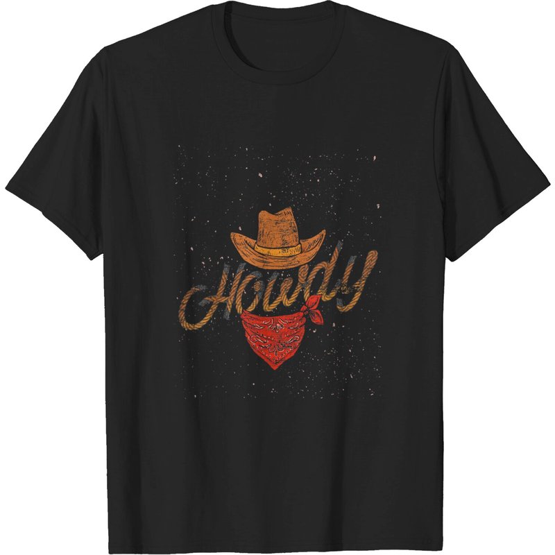 T-shirt Howdy Cowboy pour hommes - Noir