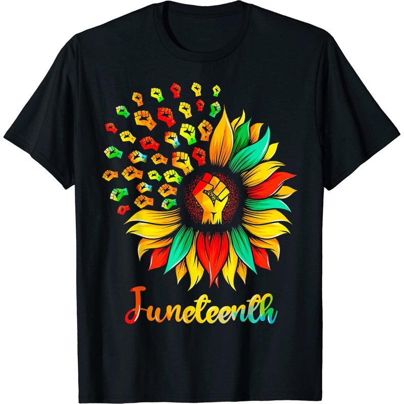 Sunflower Fist Juneteenth Black History T-Shirt for Men — Mens T Shirts