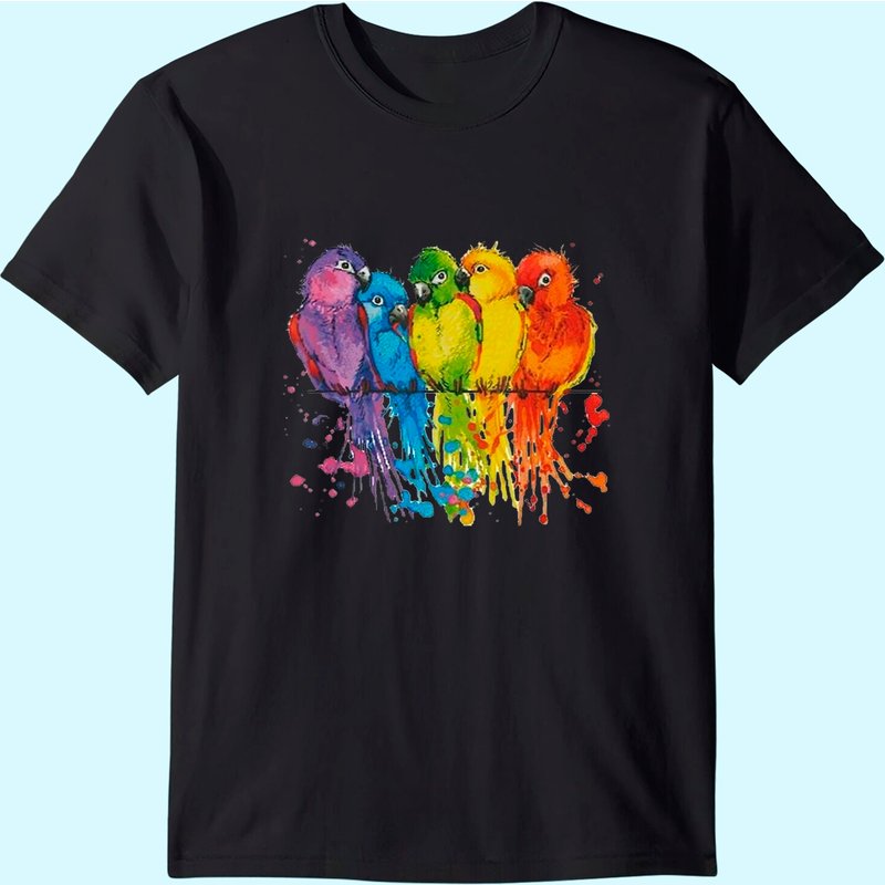 T-shirt pour hommes Love Parrot avec design d'oiseaux aquarelle — T-shirts pour hommes