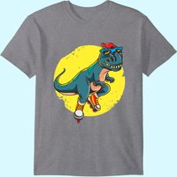 Skating Trex Dinosaur Rollerblades Skater T Shirt for Men