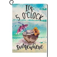 It's 5 O'Clock Somewhere Garden Flag Tropical Coconut — Decorative Flags