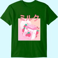 T-shirt en carton de lait aux fraises Kawaii japonais pour hommes