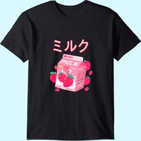 T-shirt japonais Kawaii au lait de fraise pour hommes