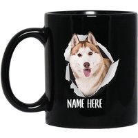 Personalized Siberian Husky Custom Name Black Coffee Mug — Mugs & Tumblers