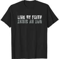 T-shirt pour hommes Distressed Live By Faith - Not By Sight — T-shirts pour hommes