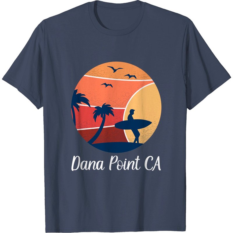 T-shirt Vintage Dana Point Californie pour Hommes - Surf au Coucher de Soleil — T-shirts pour hommes