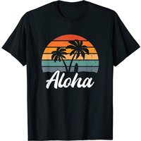 T-shirt Aloha Hawaïen Vintage Surf Plage Palmier