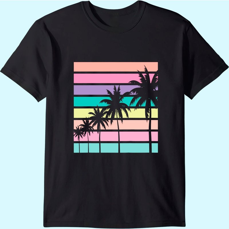 Pastel Palm Tree Vacation T-Shirt for Men