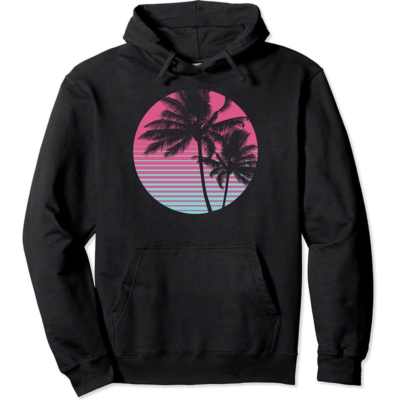 Hoodie Unisexe Vintage Silhouette de Palmier — Sweats à capuche pour hommes