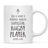 Andaz Press Ceramic Coffee Tea Mug - Badass Ninja Rugby Player — Mugs & Tumblers