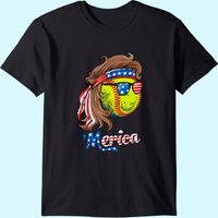T-shirt pour hommes Softball Mullet Drapeau américain Fête des Pères — T-shirts pour hommes