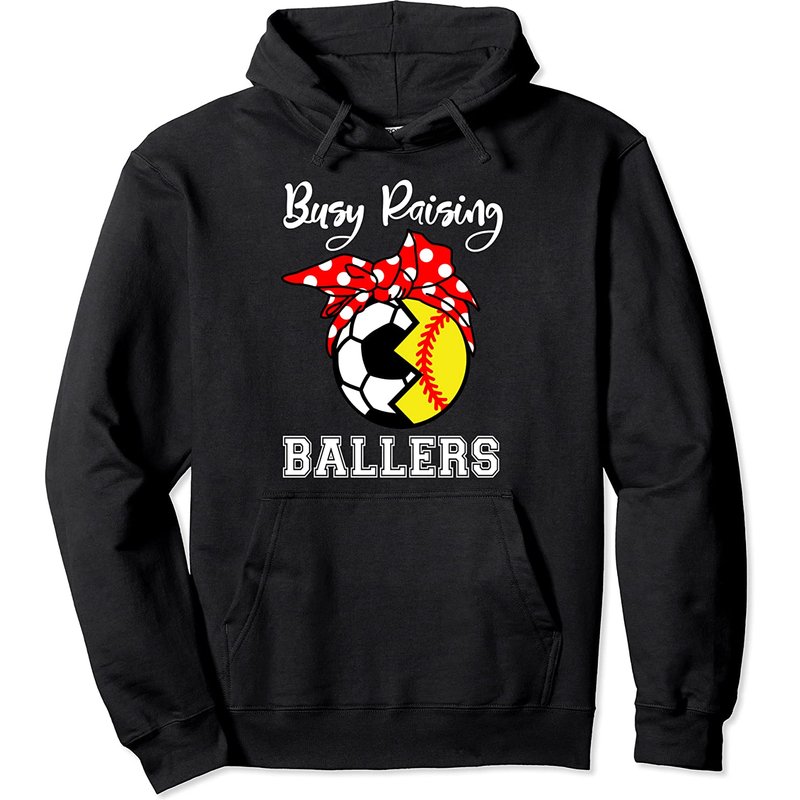 Sweat à capuche Busy Raising Ballers Softball Soccer Mom — Sweats à capuche pour hommes