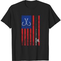 T-shirt pour hommes avec motif de canne à pêche et drapeau américain — T-shirts pour hommes
