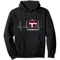 Haut à capuchon Danemark Soccer Jersey Heartbeat Drapeau de Football — Sweats à capuche pour hommes
