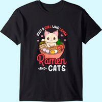 T-Shirt Ramen Cat Neko Anime Kawaii Otaku pour Hommes — T-shirts pour hommes