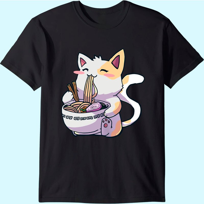 T-shirt Ramen Cat Kawaii Anime pour hommes