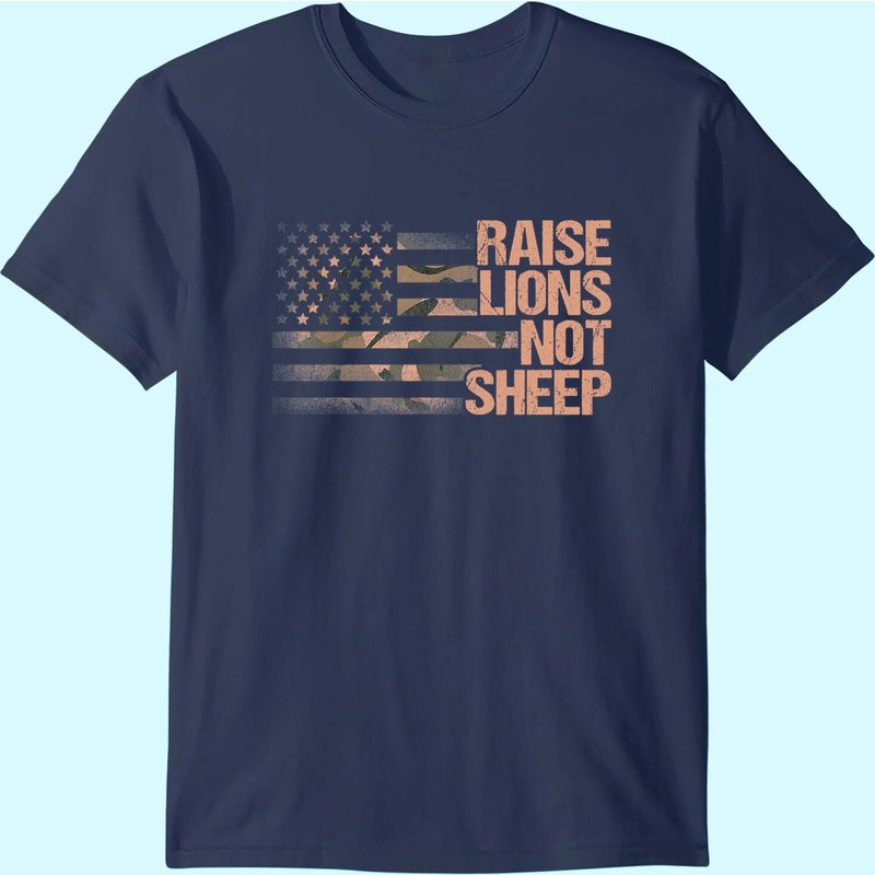 T-shirt Patriote Lion Raise Lions Not Sheep pour hommes — T-shirts pour hommes