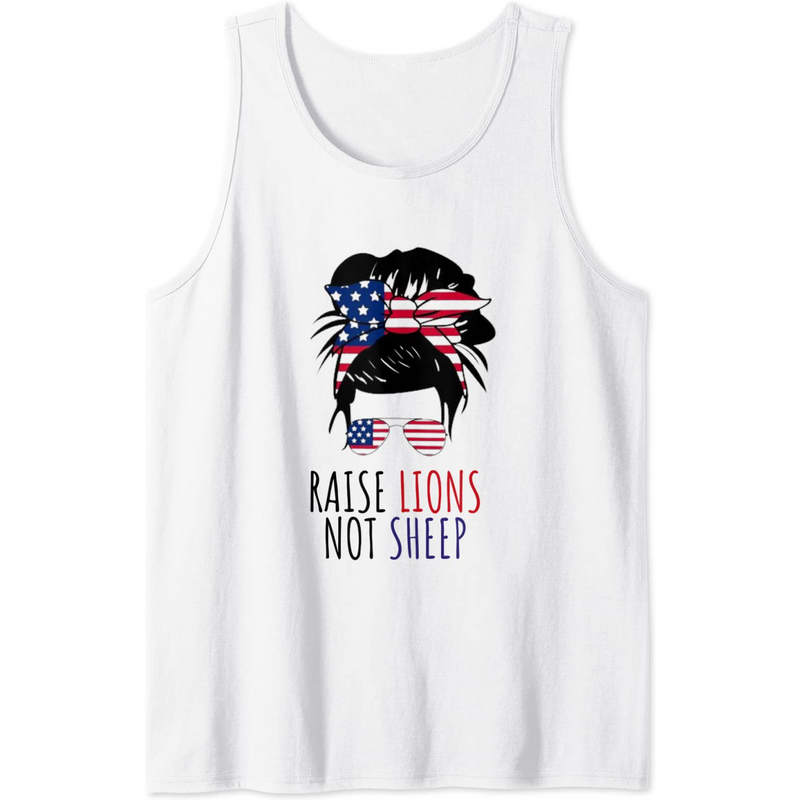 Débardeur Raise Lions Not Sheep avec lunettes de soleil et drapeau américain — T-shirts pour hommes