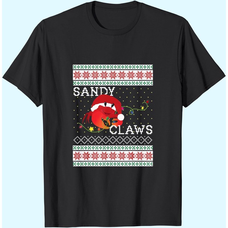 T-shirt de Noël Moche Sandy Claws pour les amateurs de crabes