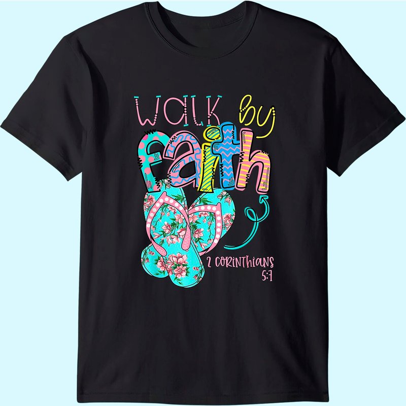 T-Shirt Chrétien Walk By Faith Corinthiens 5:7 pour Hommes — T-shirts pour hommes