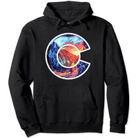 Colorado Mountain Landscape CO Flag Graphic Design Pullover Hoodie