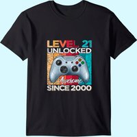 T-shirt d'anniversaire 21e niveau 21 déverrouillé pour hommes