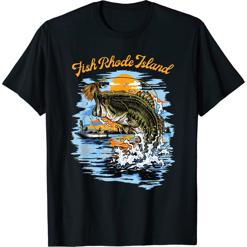 T-shirt de pêche au bar rayé | Fish Rhode Island pour hommes — T-shirts pour hommes