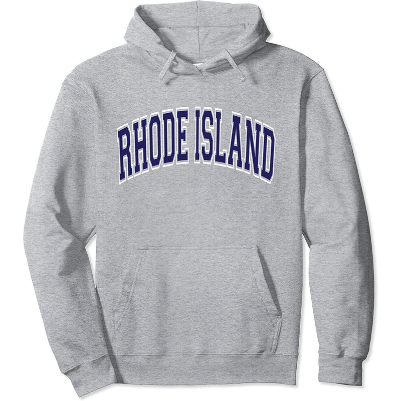 Hoodie à capuchon en texte bleu marine de style universitaire Rhode Island — Sweats à capuche pour hommes