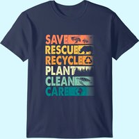 T-shirt pour hommes Earth Day Save Bees Rescue Animals Recycle Plastics — T-shirts pour hommes