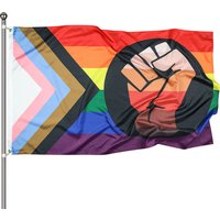 Drapeau Fist Progress Pride Rainbow 3x5 pieds — Drapeaux décoratifs
