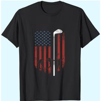T-shirt Vintage Drapeau Américain de Golf pour Hommes