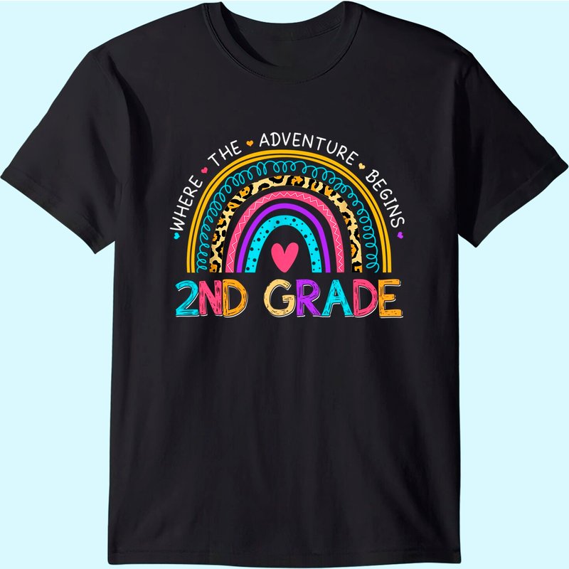 T-Shirt Homme Leopard Rainbow 2nd Grade Aventure Commence — T-shirts pour hommes