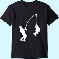 Fisherman Fishing T-Shirt for Men in Black