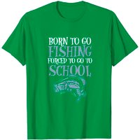 Born Fishing Forced To School Bass Fish T-Shirt for Men — Mens T Shirts