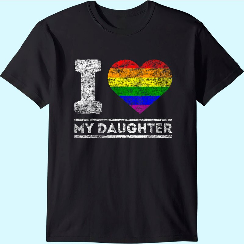 LGBT Pride I Love My Daughter Rainbow Support T-Shirt for Men — Mens T Shirts