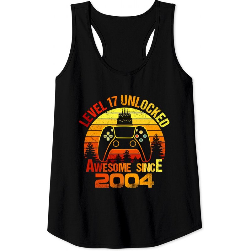 Débardeur Hommes 17 Ans Cadeau Niveau 17 Débloqué Anniversaire 2004 — T-shirts pour hommes